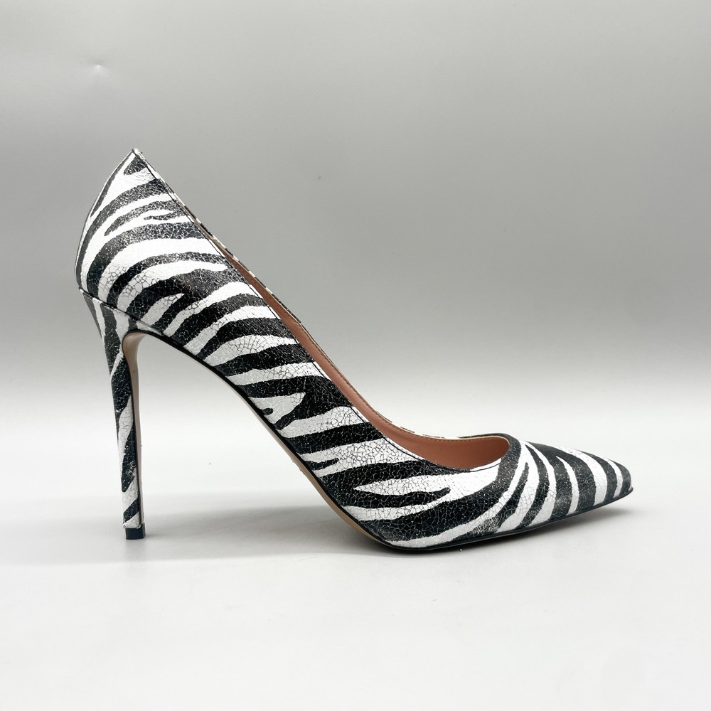 Identita Womens 41 11 Amy Pumps Zebra Print Leather Stiletto Heels Mob Wife Glam